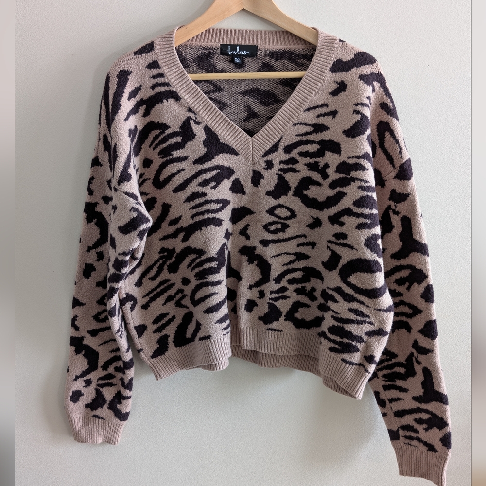 Lulu's Black and Tan Animal Print Sweater